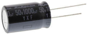 Kondensator 1000μF 50V dc Radialny, Otwór przelotowy Rubycon roztaw: 7.5mm 16 (Dia.) x 25mm