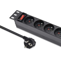 Qoltec Aluminiowa Listwa zasilająca PDU do RACK 10 1U 16A 4xFRENCH 1.8m