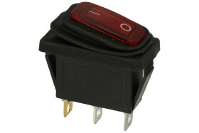 Przełącznik; klawiszowy (kołyskowy); A-604/ZM-R; ON-OFF; 1 tor; czerwony; podświetlenie LED 12-24V; czerwony; bistabilny; konekt
