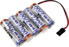 Pakiet akumulatorów AA, NiMH Panasonic Reihe 1x5 Graupner, Ilość ogniw: 5, 6 V, 2700 mAh, Przewód, wtyczka