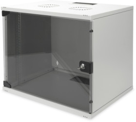 Wall cabinet, 9 U, with glass door, (H x W x D) 460 x 540 x 400 mm, IP20, sheet steel, gray, DN-19 09-U-S-1