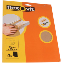 Flexovit 63642526563 Glasspaper Sanding Sheets 230 x 280mm Assorted - Pack Of 25