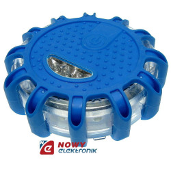 Lampa LED ostrzegawcza 12+3 nieb niebieski sygnalizator Flara magnes dysk