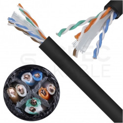 Kabel sieciowy U/UTP kat.6 skrętka 4x2x0,57mm zewnętrzny suchy PE czarny SecurityNET