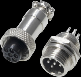 Jack/panel socket, 6 pole, solder connection, straight, GX1206PP