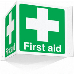 Znak pierwszej pomocy, Polipropylenowe, Green, White, Tekst: "First Aid , Angielski, Apteczka, Znak