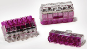 Cable connector, 6 pole, 0.5-2.5 mm², purple/transparent, cable connection, 24 A, 148-90040