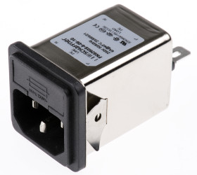 Gniazdo zasilające IEC z filtrem przeciwzakłóceniowym 6A IEC/EN 60939 Schaffner Zatrzask