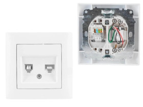 Gniazdo Telefoniczne Komputerowe Gniazdko Internetowe Podtynkowe Białe WESA