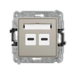 ICON Mechanizm ładowarki USB podwójnej 2xUSB C, 20W max. taupe 60ICUSB-7