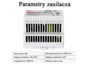 Zasilacz impuslowy, szyna DIN ( 24V 2,5A 60W )