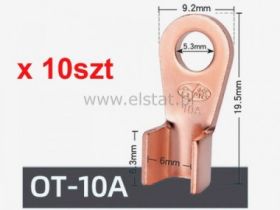 Konektor oczko 5mm; miedź; kabel do16mm2; 10A; 10x