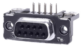 Złącze D-Sub 9-pinowe Żeński Kąt Proste Przewlekany raster 2.74mm Złoto na niklu