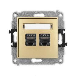 ICON Mechanizm gniazda komputerowego podwójnego 2xRJ45, kat. 8, ekranowane, 8-stykowy złoty 29IGK-12