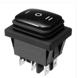 Przełącznik kołyskowy KCD4-B 16A 250V on-off-on czarny hermetyczny IP65