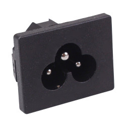 C6 IEC Panel Mount Inlet Power Socket Solder Terminals 2.5A
