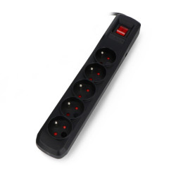 Listwa zasilająca z zabezpieczeniami Arcon R5 czarna - 5 gniazd - 1,5m