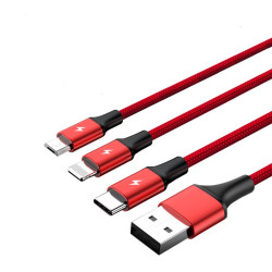 Kabel USB 3in1 Ładujący C4049RD Micro USB, USB-C, Lightning UNITEK
