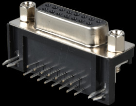 D-SUB socket, 15-pin, angled, RM 9.4