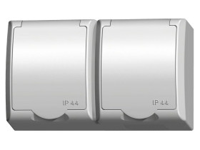 FALA Gniazdo podwójne z uziemieniem schuko wieczko w kolorze wyrobu biały GNH-2HS/00/w OSPEL