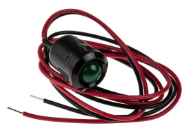 Lampka kontrolna do montażu panelowego 12V dc, zielona 12mm LED Czarny Wyprowadzenia RS PRO