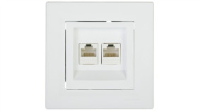 Gniazdo Komputerowe Asfora Podwójne 2Xrj45 Kat.5E Białe Z Ramką Eph4400121