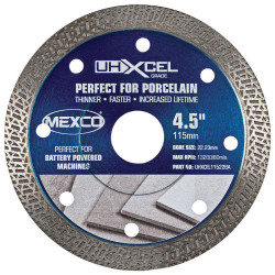 MEXCO UHXCEL11522BA UHXCEL Grade Porcelain &amp; Ceramic Tile Diamond Blade 115x22mm