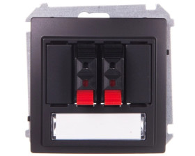 Simon Basic Gniazdo głośnikowe podwójne z polem opisowym grafit matowy BMGL3.01/28