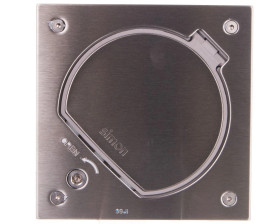 Simon Connect Wkład K45 puszki z pokrywą oraz gniazdem z/u 16A i gniazdem komputerowym RJ45 kat.5e stal nierdze