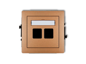 DECO Gniazdo multimedialne podwójne bez modułu (standard Keystone) złoty metalik 8DGM-2P KARLIK