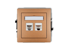 DECO Gniazdo telefoniczne 1xRJ11 + gniazdo komputerowe 1xRJ45 kat.5e 8-stykowy beznarzędziowe złoty metalik 8DGTK KARLIK