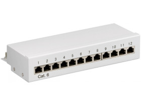 CAT 6 panel krosowy mini/biurkowy, 12 portów