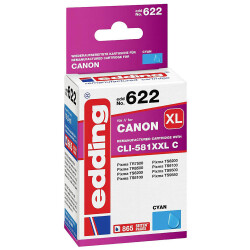 Edding 18-622 Ink cartridge replaced Canon CLI-581C XXL Compatible Cyan EDD-622