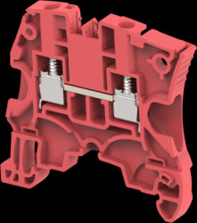 Feed through terminal, spring-clamp connection, 0.2-4.0 mm², 2 pole, 32 A, 8 kV, red, 1SNK505062R0000
