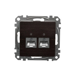 Gniazdo komputerowe podwójne RJ45 kat. 6 STP, wenge, efekt drewna, Sedna Design i Elements SDD181462S