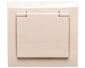 KIER Gniazdo bryzgoszczelne z/u Schuko IP44 klapka beżowa GPH-1WS/01/w