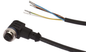 Kabel konfekcjonowany jednostrony złącze M12 żeńskie 5-pinowe kątowe wolny koniec przewodu x0,34mm² 10m PUR IP67 60V 90 stC VKA0