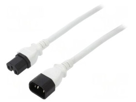 SN28-3/14/1.8WH Kabel: 3x14AWG, IEC C14 męski,IEC C15 żeński, 1,8m