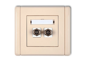 FLEXI Gniazdo antenowe podwójne typu "F" (SAT) niklowane beżowy 1FGF-2 KARLIK