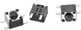 Short-stroke pushbutton, Form A (N/O), 50 mA/12 VDC, unlit , actuator (black), 160 g, SMD, 430181038816