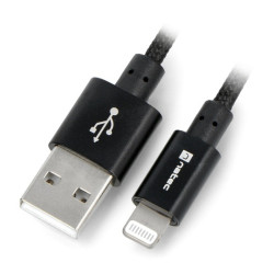 Przewód Natec USB A - Lightning do iPhone/iPad/iPod (MFI) - czarny, oplot tekstylny - 1,5m