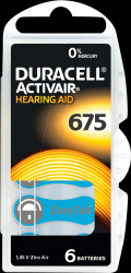 174649 Hearing aid battery, zinc-air, 11.60 x 5.40 mm, Aid 675, pack of