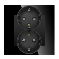 Gniazdo elektryczne podwójne Schuko - szklana ramka - czarne - Tawoia Glass