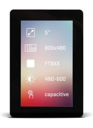 Kolorowy wyświetlacz LCD 5cal Transmisywny TFT 800 x 480pikseli LED Backlight QSPI, SPI I/F Tak MikroElektronika