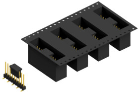 Pin header, 9 pole, pitch 2.54 mm, angled, black, SL10SMD1049GBTR