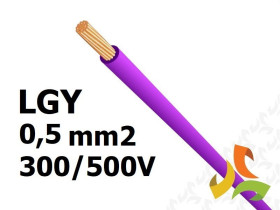 Przewód LGY 0,5 mm2 fioletowy (300/500V) jednożyłowy linka H05V-K (krążki 100m) 5907702813417 ELEKTROKABEL