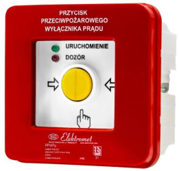 Przycisk ppoż wyłącznika prądu p/t, NC-NC NC-NC, diody uniwersalne (230V AC lub 24V DC) czerw/ziel PPWPp-6 B - certyfikat CNBOP