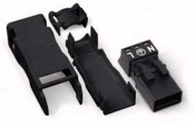 Wtyk 3-torowy biały z obudową odciążającą naciąg WINSTA MINI 890-133 /50szt./