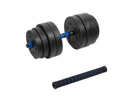 Hantel bitumiczny regulowany z łącznikiem 1x20kg, REBEL ACTIVE