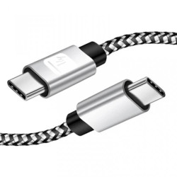 Kabel USB 2.0 USB-C na USB-C m/m 3A czarno-szary oplot ICOC MU2CC-005-AL /0,5 m/